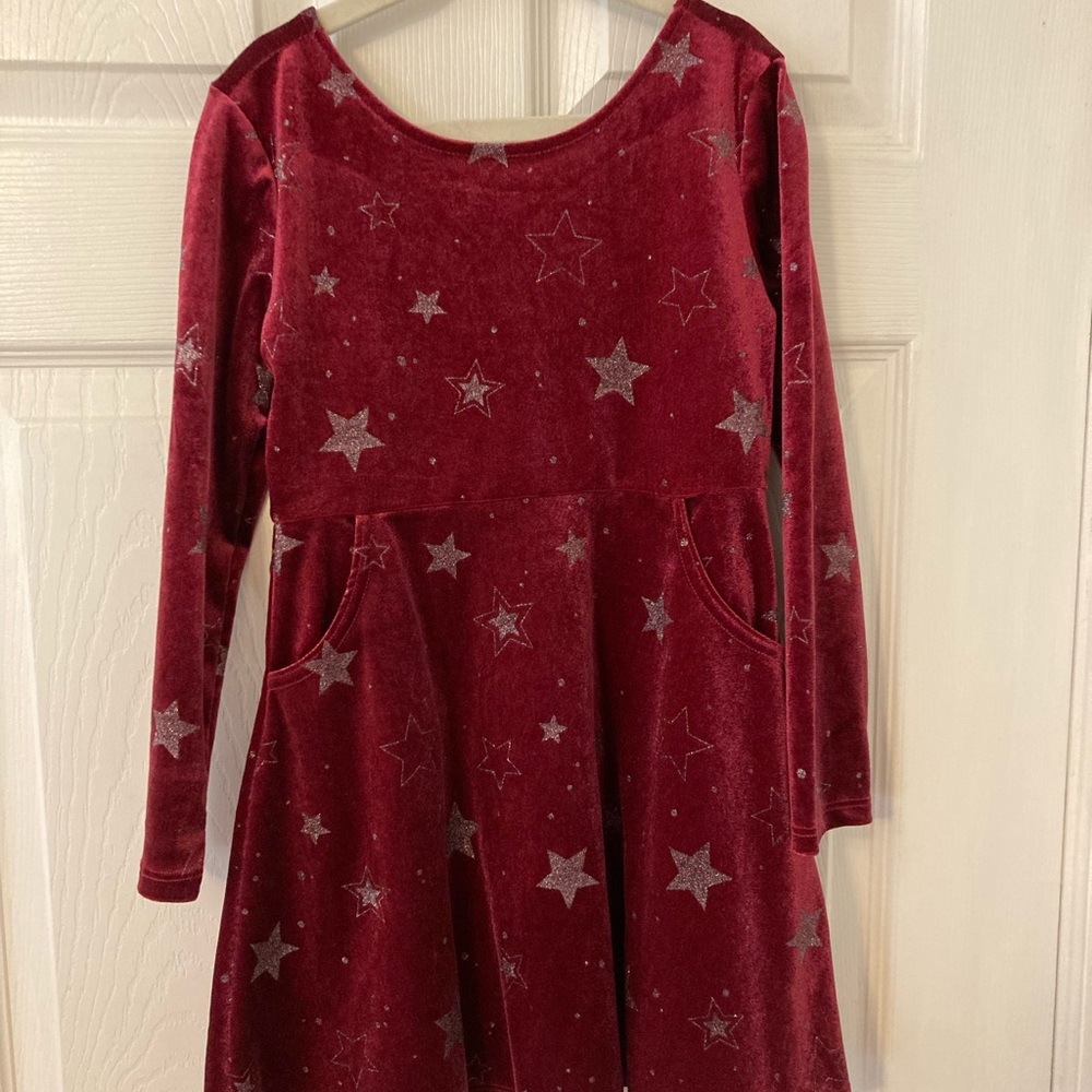 Gymboree Red Velvet Dress with Silver Stars